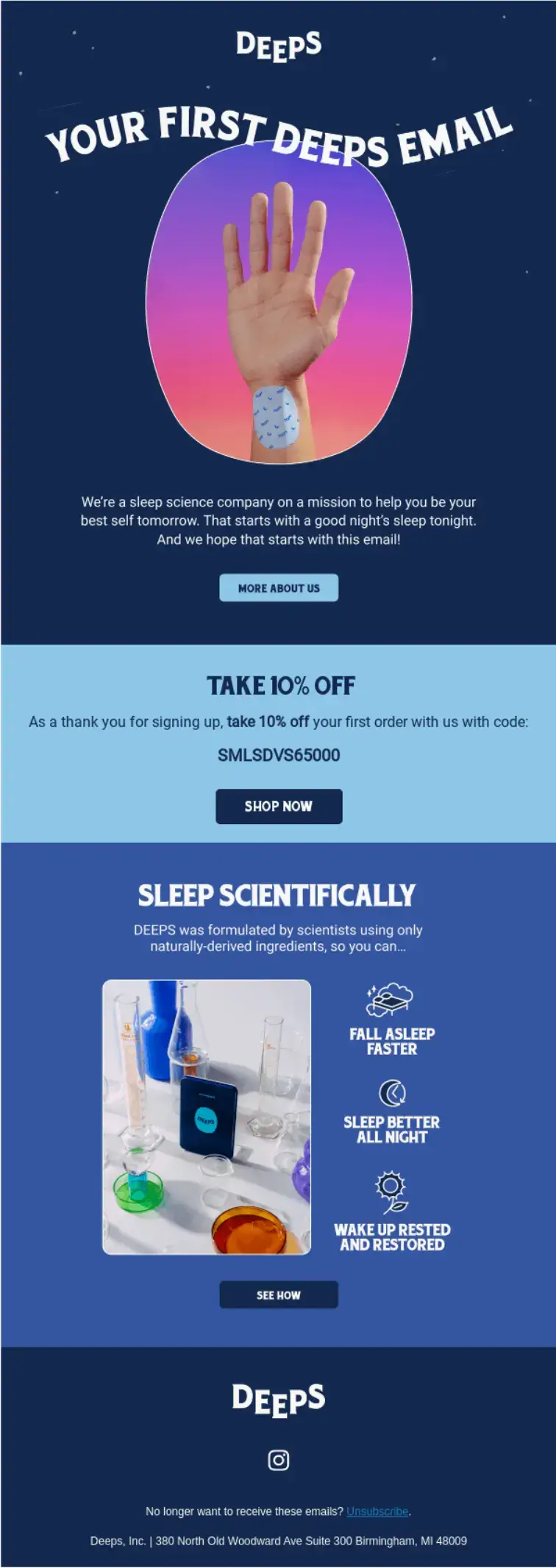 Deeps Welcome Email
