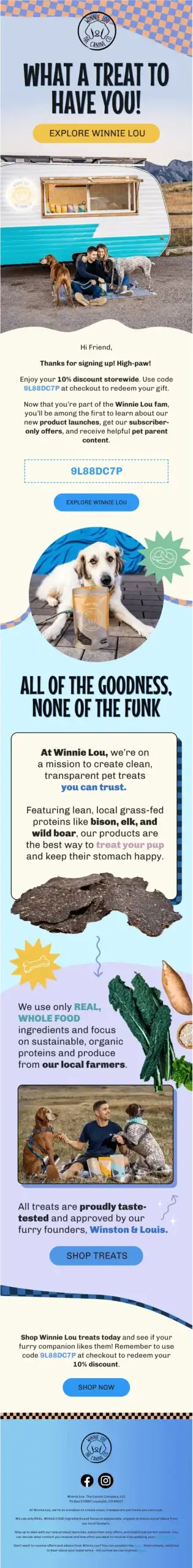 WinnieLou Welcome Email